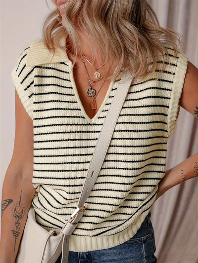 Zoya® | V-neck Basic Knitted Short Sleeve Casual All-matching Top