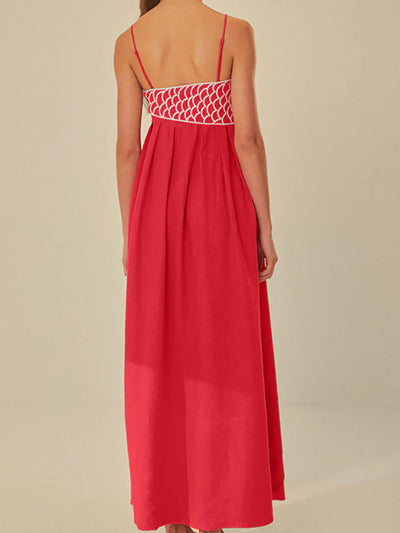Destiny® | Embroidered Fish Spaghetti Strap Midi Dress