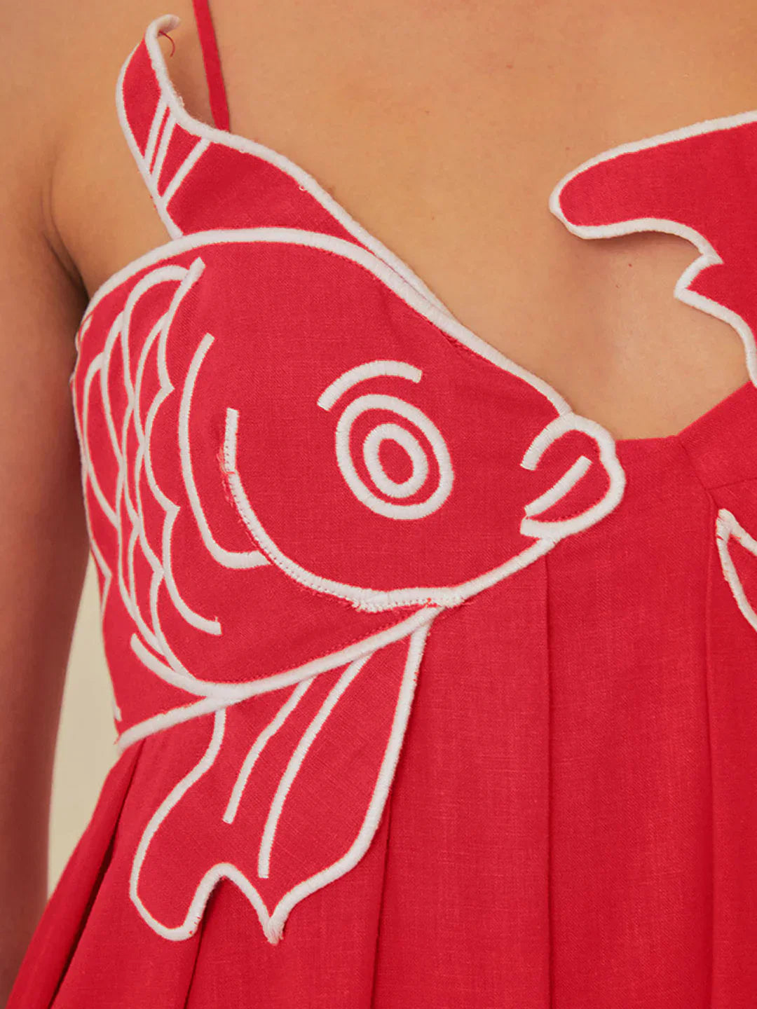Destiny® | Embroidered Fish Spaghetti Strap Midi Dress