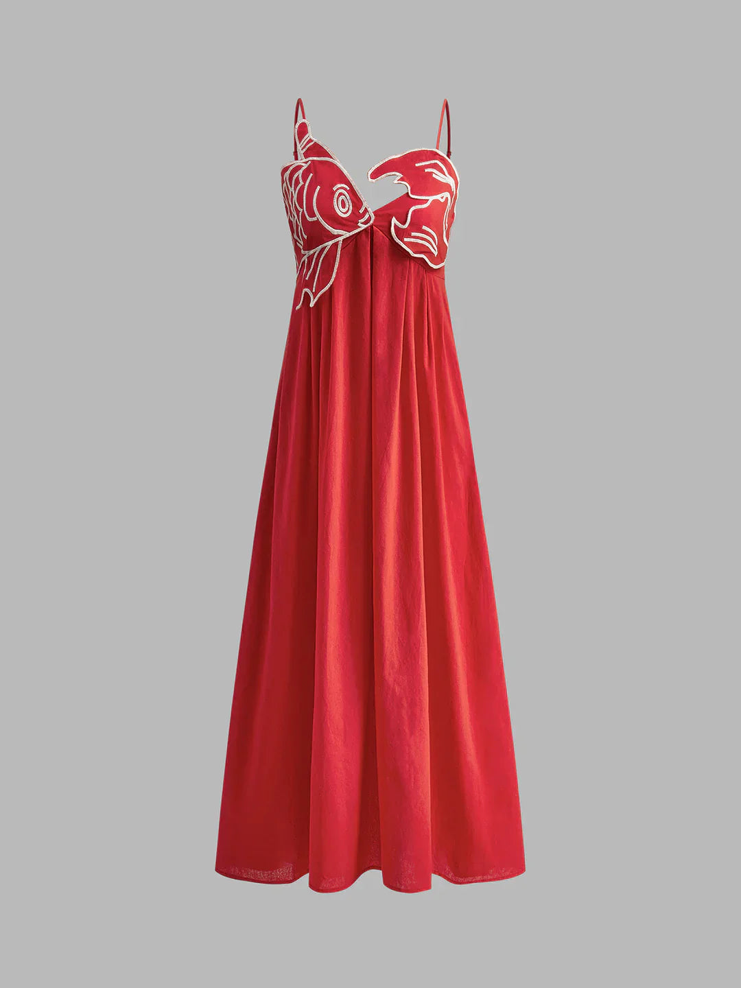 Destiny® | Embroidered Fish Spaghetti Strap Midi Dress