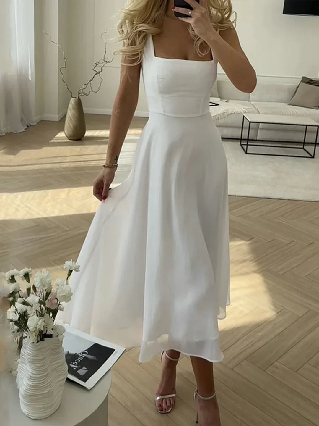 Sara® | Solid Elegant Style Cami Long Dress
