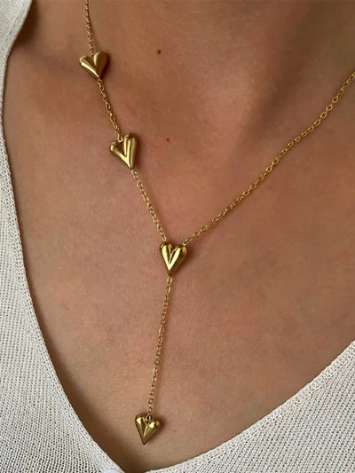 Ceyda® | Simple Golden Heart Tassel Titanium Necklace