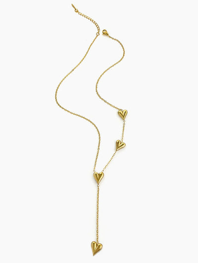 Ceyda® | Simple Golden Heart Tassel Titanium Necklace