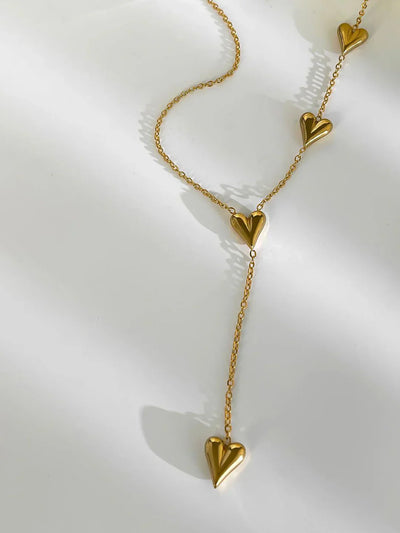 Ceyda® | Simple Golden Heart Tassel Titanium Necklace