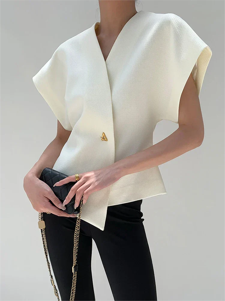 Amara® | V-Neck Button Down Blouse