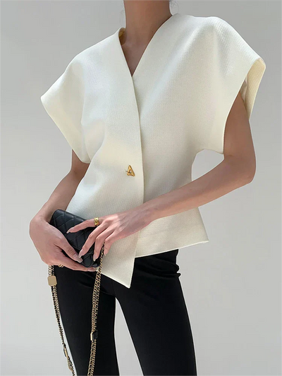 Amara® | V-Neck Button Down Blouse