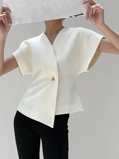 Amara® | V-Neck Button Down Blouse