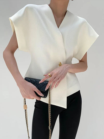 Amara® | V-Neck Button Down Blouse