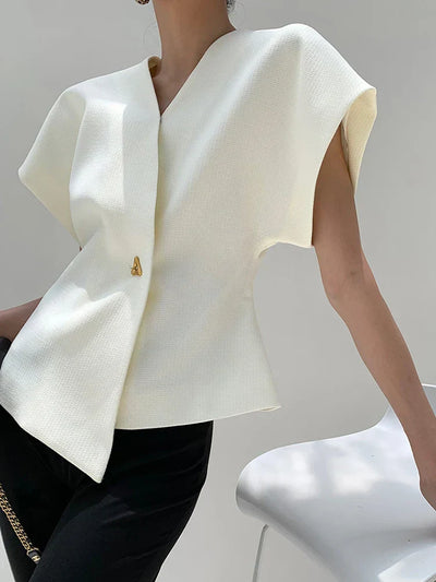 Amara® | V-Neck Button Down Blouse