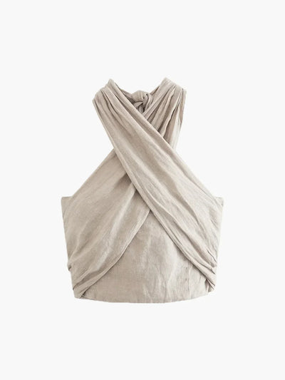 Anna® | Linen Crisscross Halter Tank Top