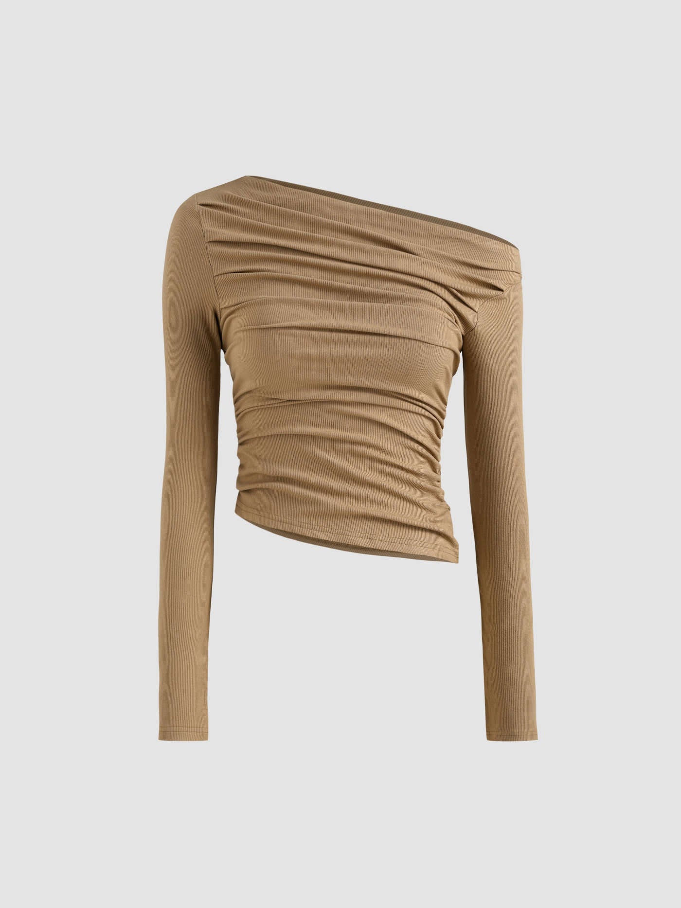 Albina® | Solid Asymmetrical Neck Long Sleeve Top