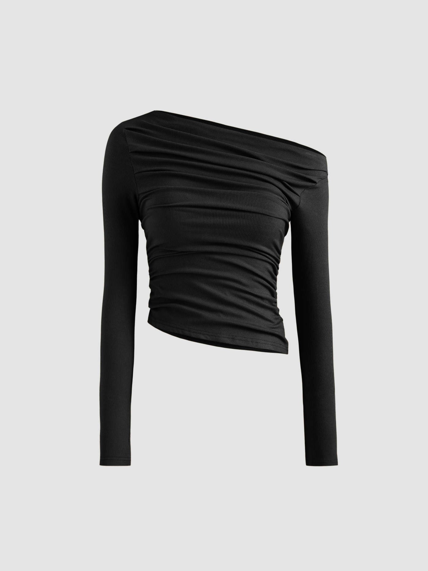Albina® | Solid Asymmetrical Neck Long Sleeve Top