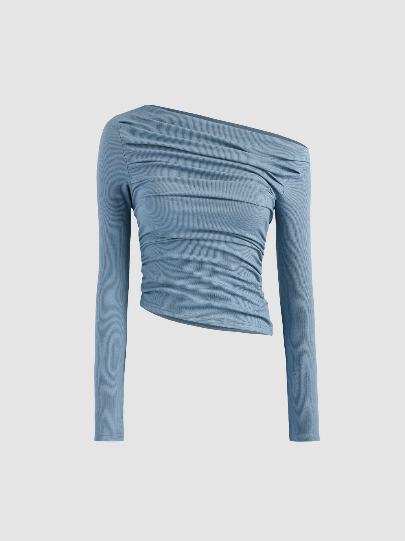 Albina® | Solid Asymmetrical Neck Long Sleeve Top