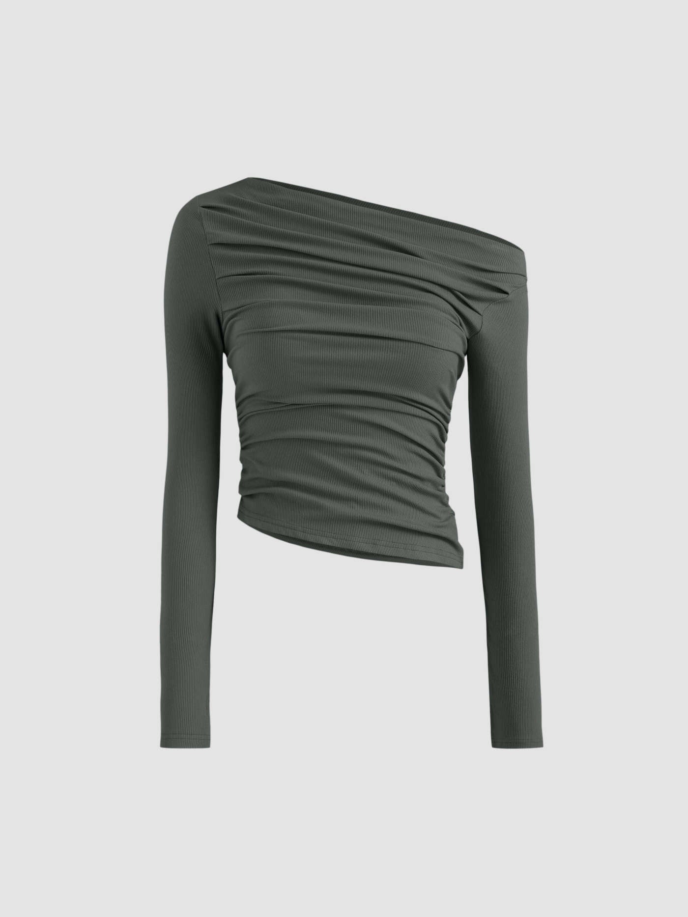 Albina® | Solid Asymmetrical Neck Long Sleeve Top
