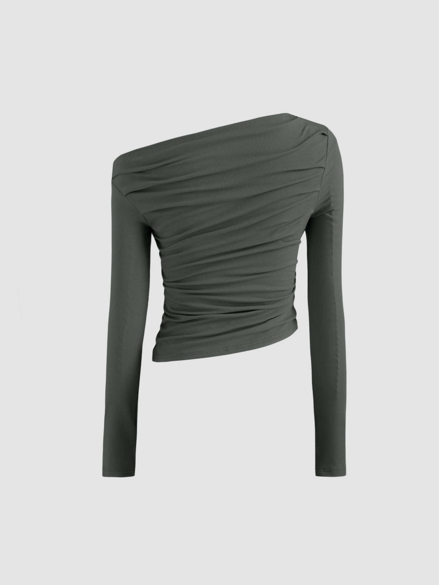 Albina® | Solid Asymmetrical Neck Long Sleeve Top