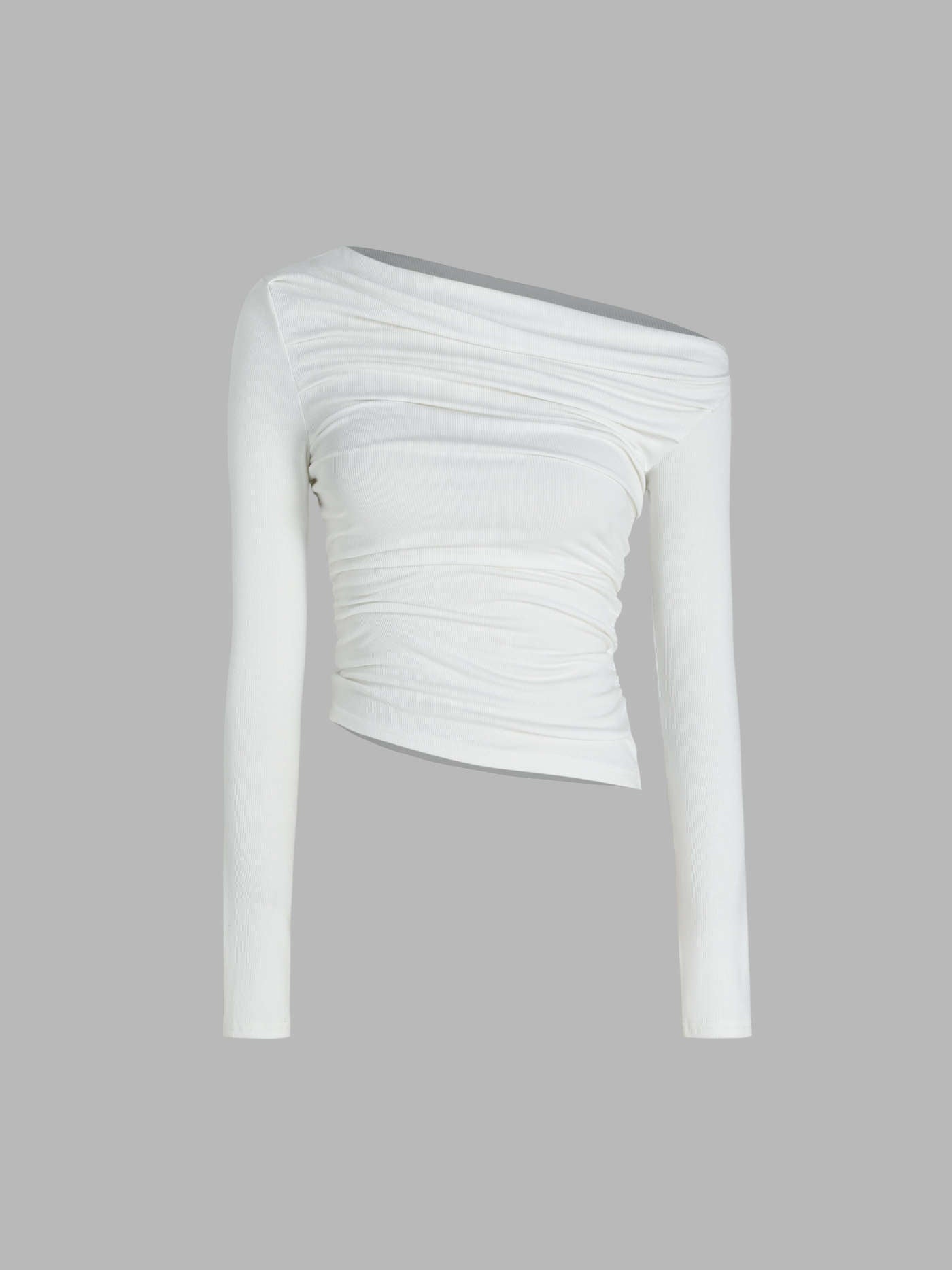 Albina® | Solid Asymmetrical Neck Long Sleeve Top