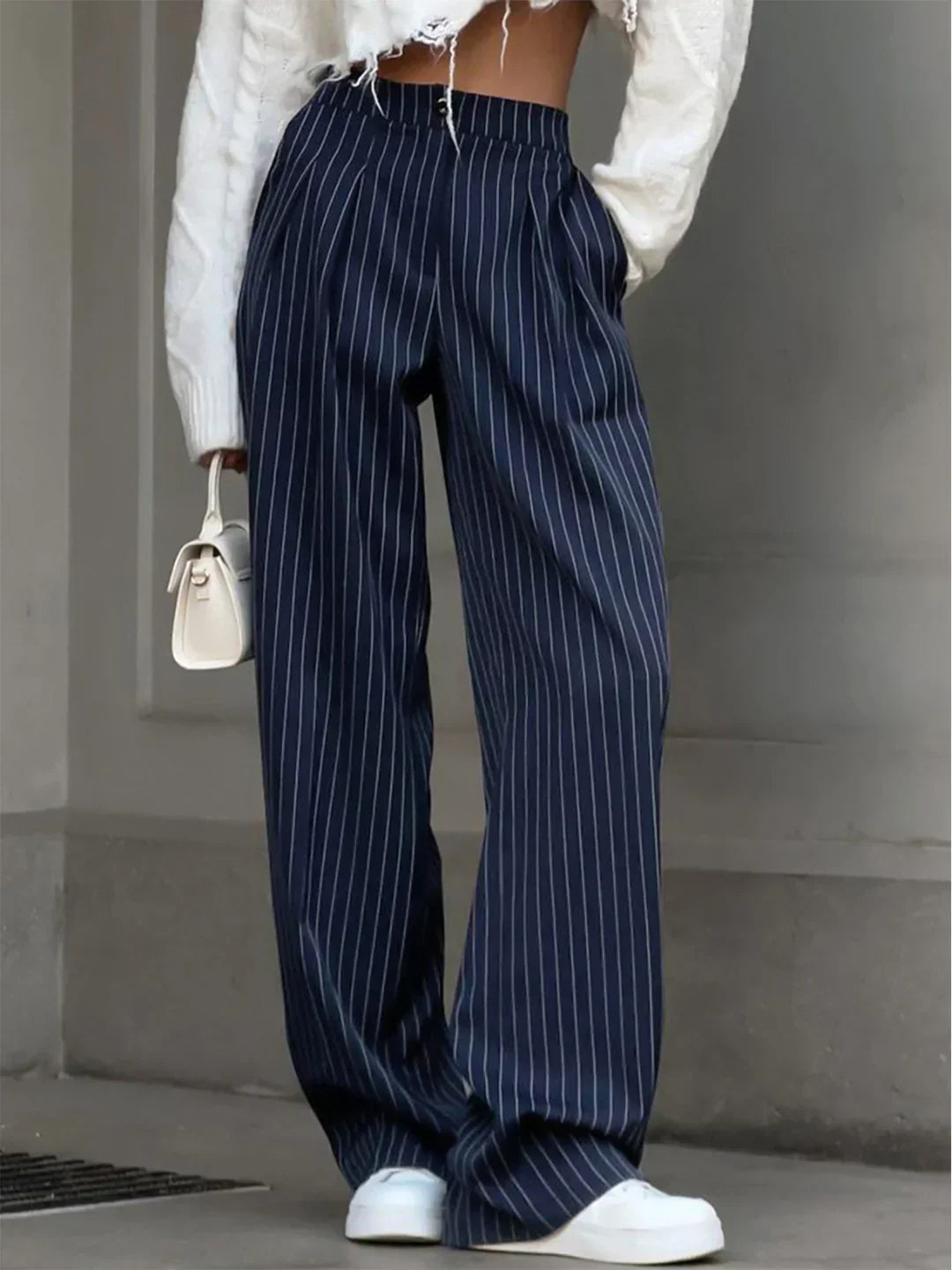 Patrycja® | Pinstripe Pleated Wide Leg Dress Pants