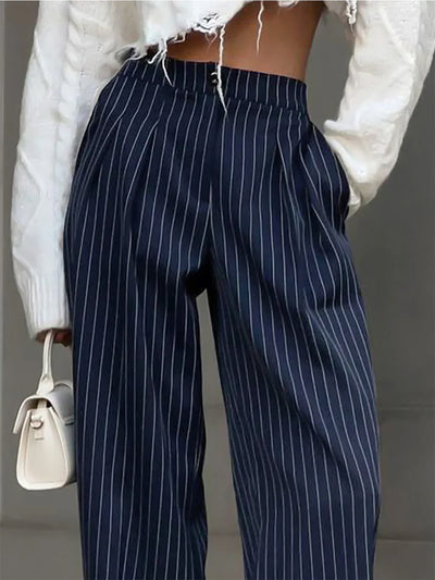 Patrycja® | Pinstripe Pleated Wide Leg Dress Pants