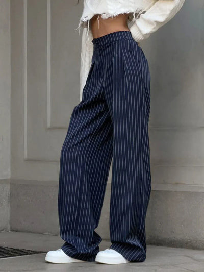 Patrycja® | Pinstripe Pleated Wide Leg Dress Pants