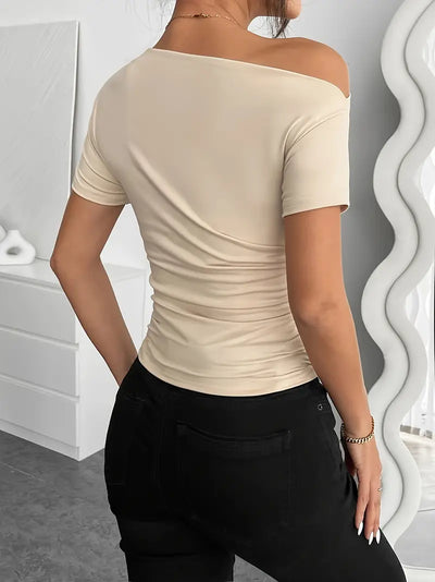 Siobhan® | Slim-fit Pleating Irregular Short-sleeved Top