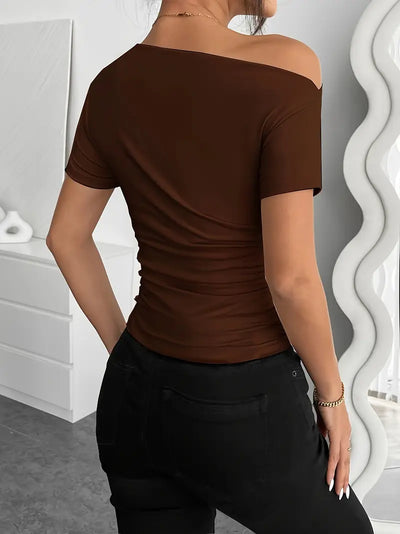 Siobhan® | Slim-fit Pleating Irregular Short-sleeved Top