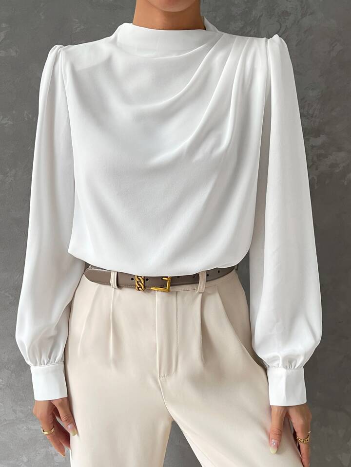 Ebba® | Elegant Bishop Sleeve Draped Top