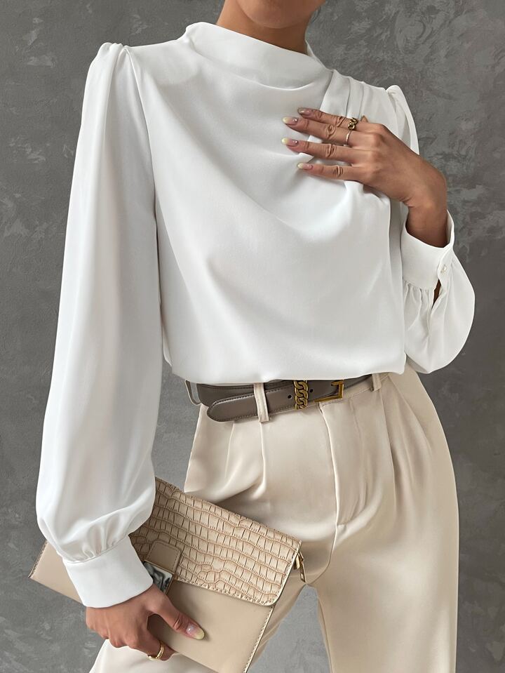 Ebba® | Elegant Bishop Sleeve Draped Top