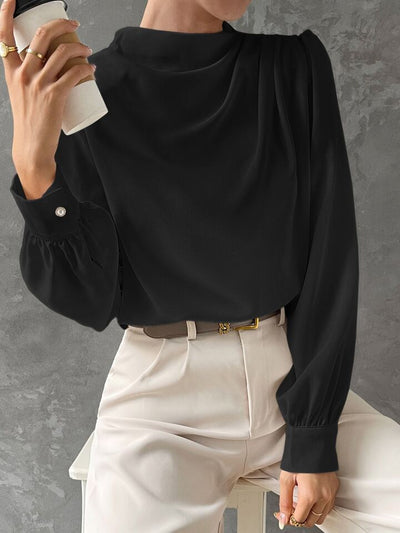 Ebba® | Elegant Bishop Sleeve Draped Top