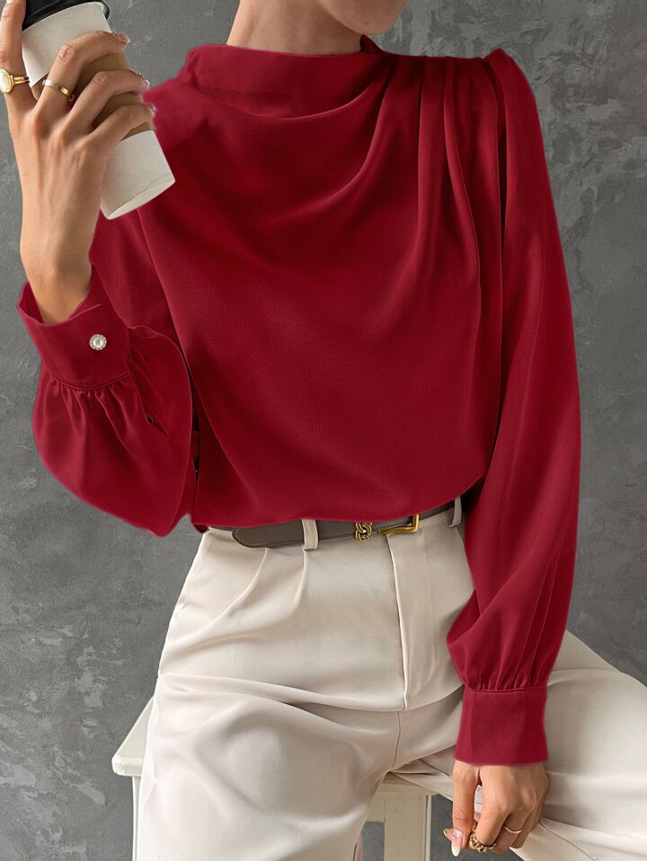 Ebba® | Elegant Bishop Sleeve Draped Top