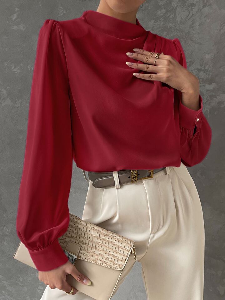 Ebba® | Elegant Bishop Sleeve Draped Top
