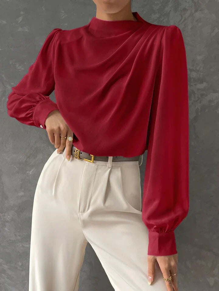 Ebba® | Elegant Bishop Sleeve Draped Top