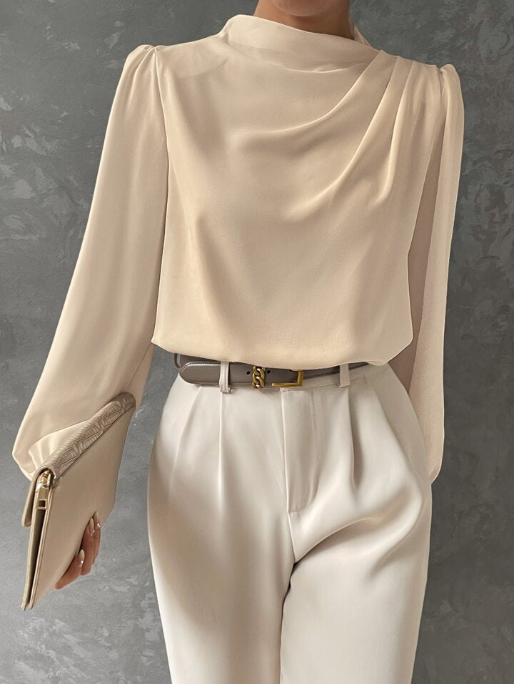 Ebba® | Elegant Bishop Sleeve Draped Top