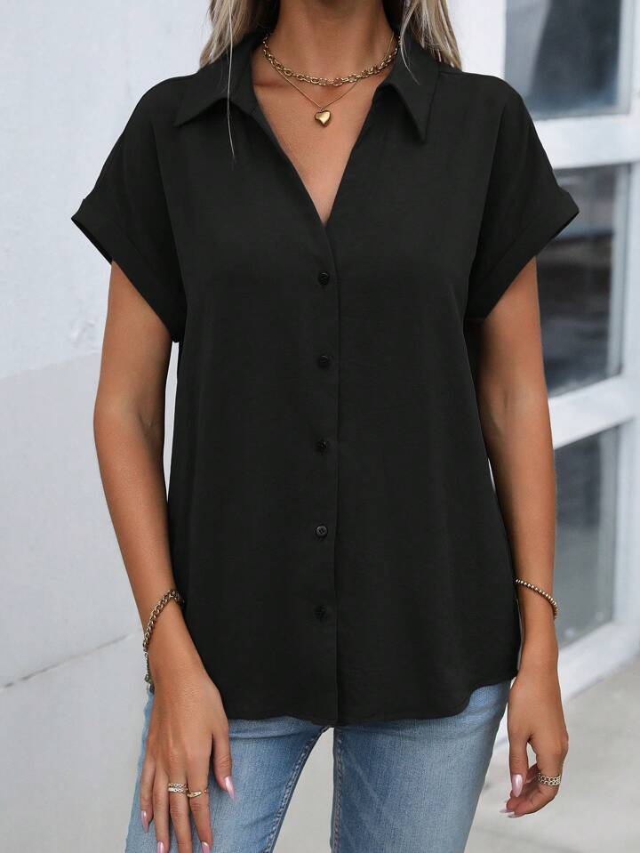 Amelie® | Must-have Short-sleeved Lapel Button Shirt Top