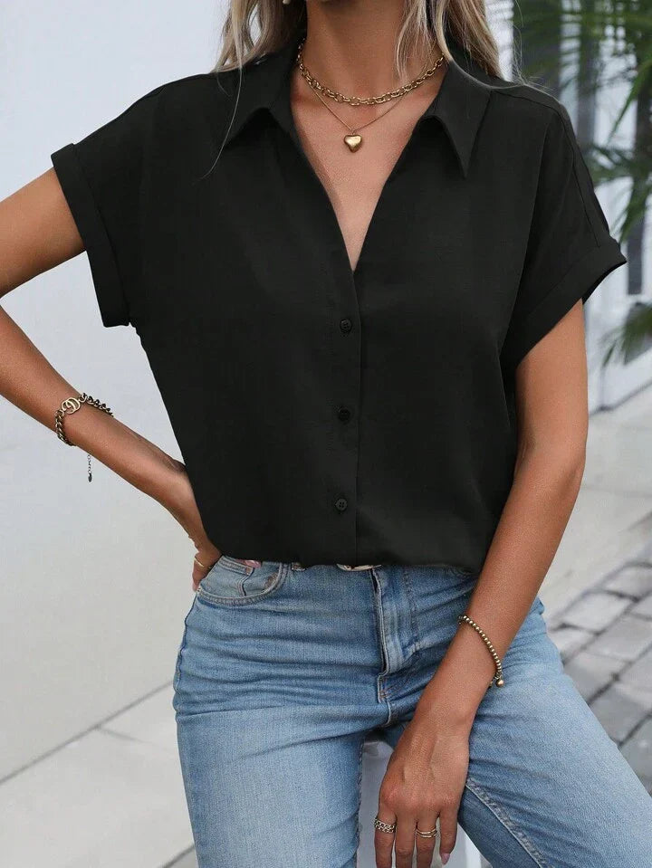 Amelie® | Must-have Short-sleeved Lapel Button Shirt Top