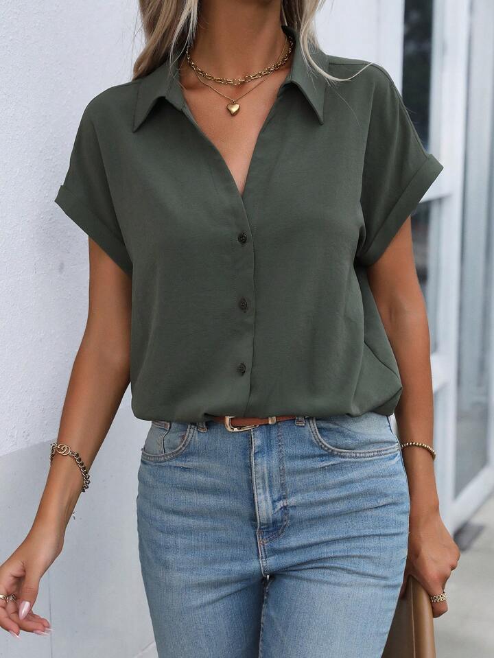 Amelie® | Must-have Short-sleeved Lapel Button Shirt Top