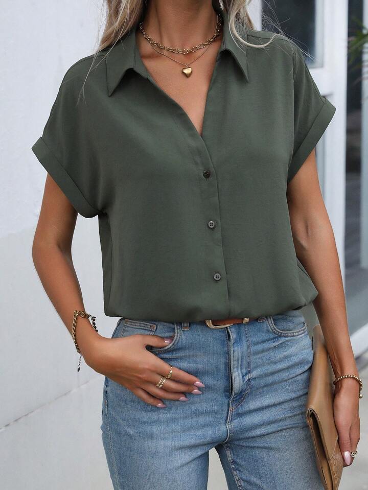 Amelie® | Must-have Short-sleeved Lapel Button Shirt Top