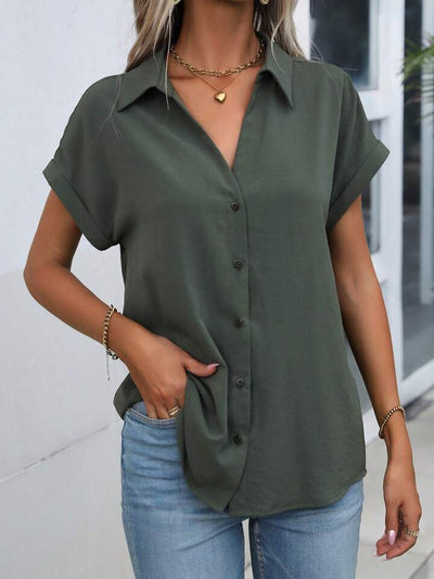 Amelie® | Must-have Short-sleeved Lapel Button Shirt Top