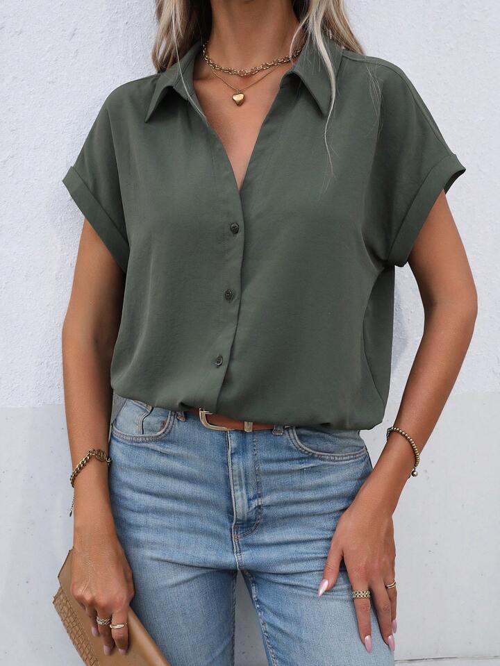 Amelie® | Must-have Short-sleeved Lapel Button Shirt Top