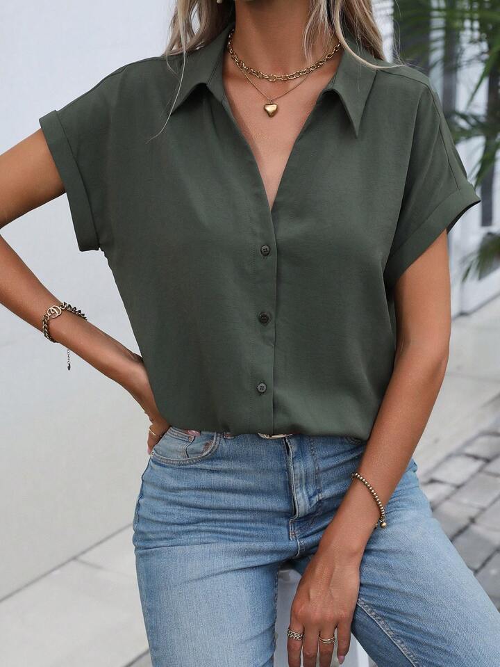 Amelie® | Must-have Short-sleeved Lapel Button Shirt Top
