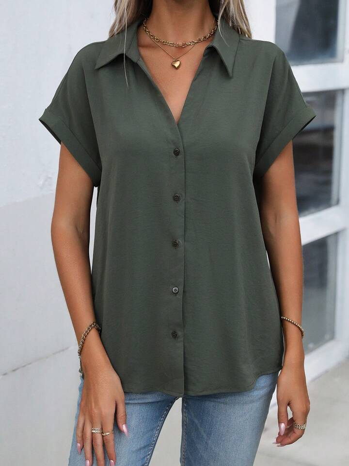 Amelie® | Must-have Short-sleeved Lapel Button Shirt Top