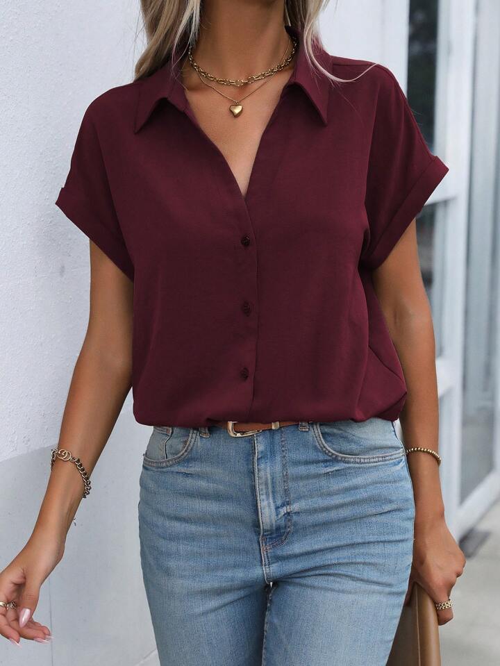 Amelie® | Must-have Short-sleeved Lapel Button Shirt Top