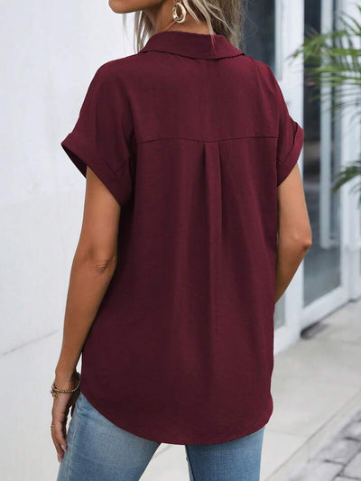 Amelie® | Must-have Short-sleeved Lapel Button Shirt Top