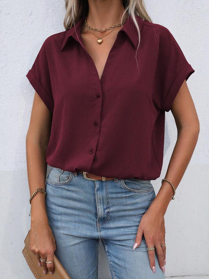 Amelie® | Must-have Short-sleeved Lapel Button Shirt Top