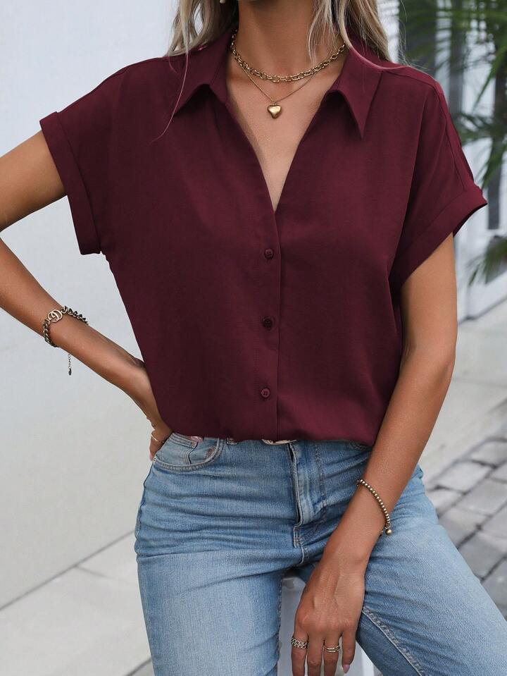 Amelie® | Must-have Short-sleeved Lapel Button Shirt Top