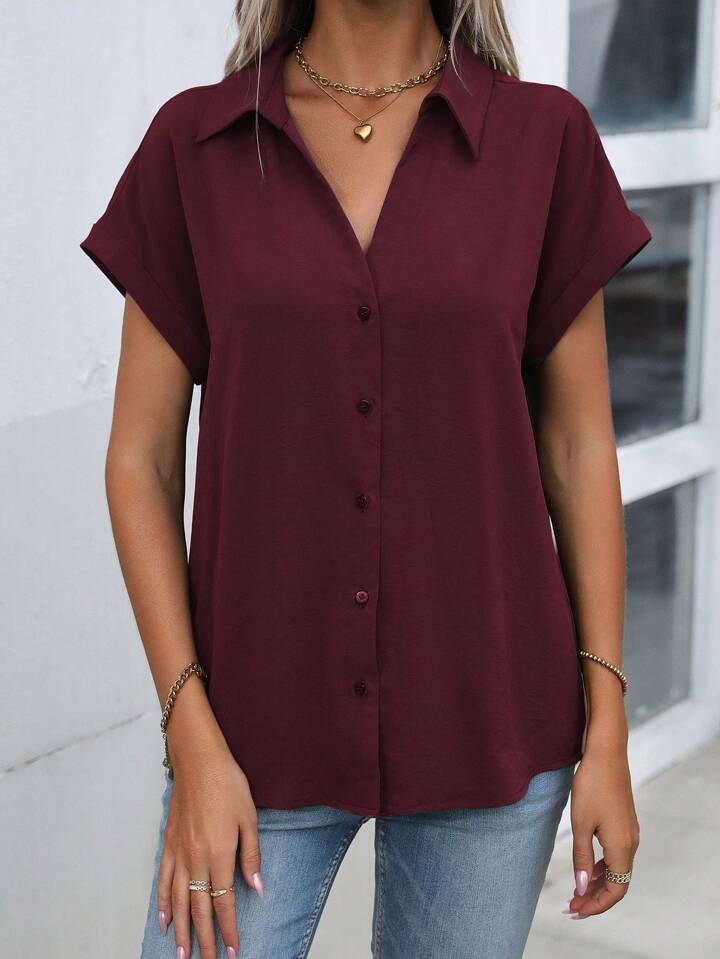 Amelie® | Must-have Short-sleeved Lapel Button Shirt Top