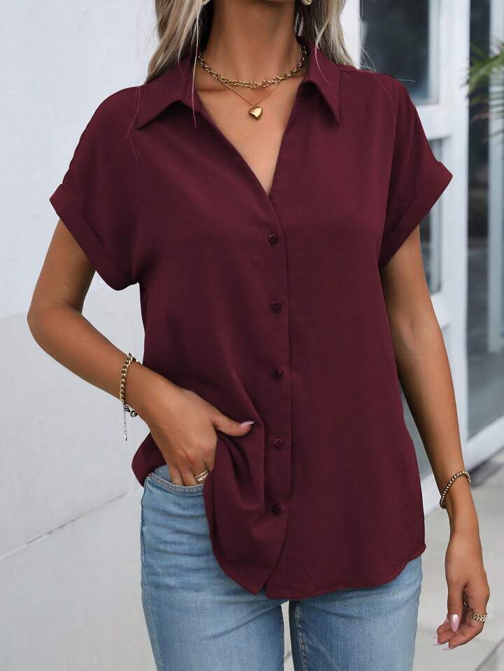 Amelie® | Must-have Short-sleeved Lapel Button Shirt Top
