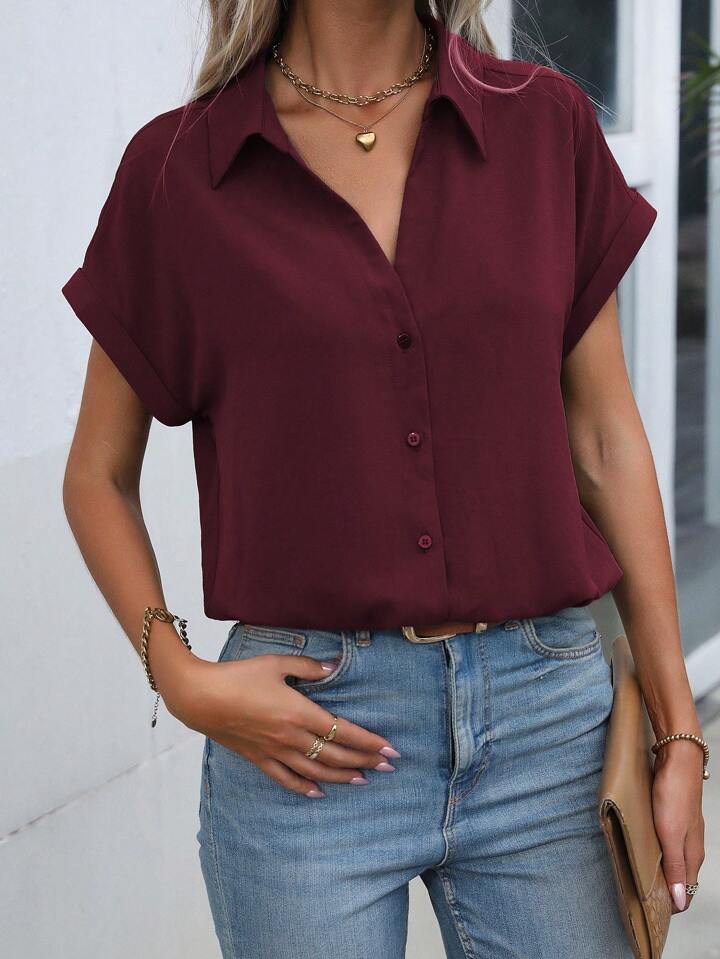 Amelie® | Must-have Short-sleeved Lapel Button Shirt Top