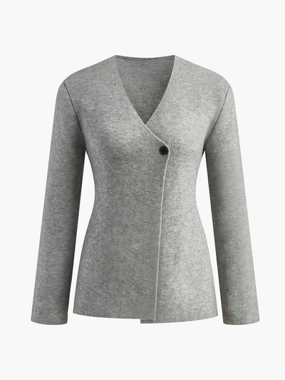 Agnieszka® | Plain V-Neck Button Soft Knit Top