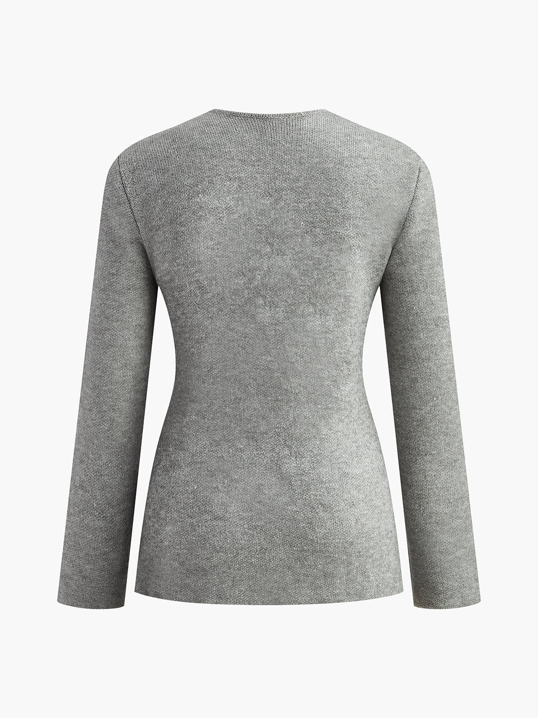 Agnieszka® | Plain V-Neck Button Soft Knit Top