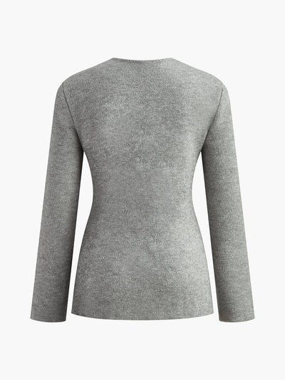 Agnieszka® | Plain V-Neck Button Soft Knit Top